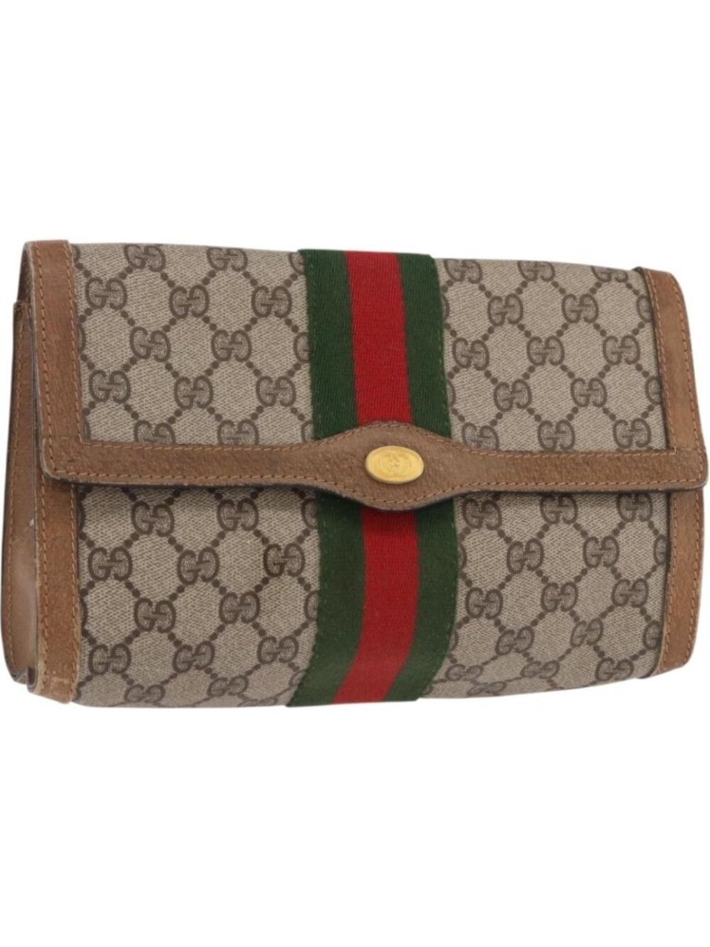 GUCCI GG Supreme Web Sherry Line Bag PVC Beige Red 41 014 3087 25